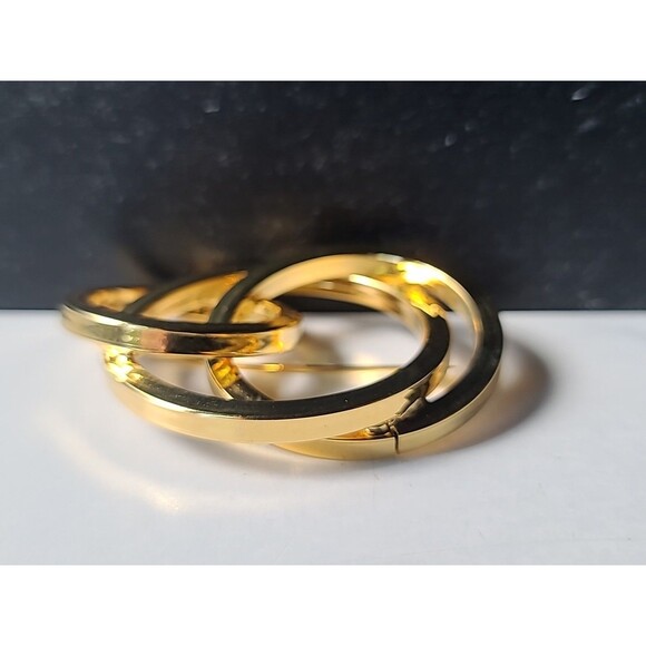 Abstract Gold Tone Metal Brooch Vintage Costume Jewelry - Picture 2 of 10